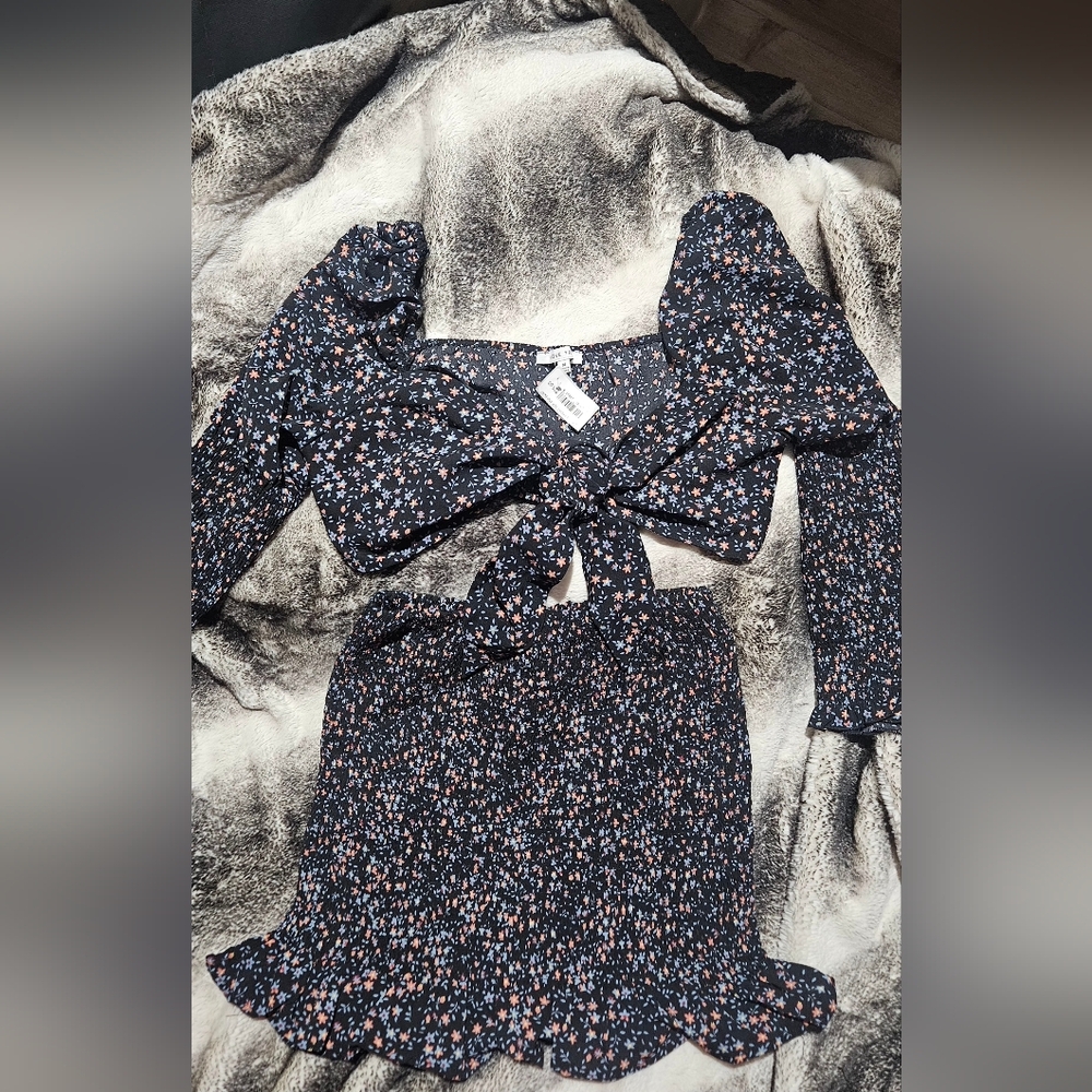 Floral Print Skirt Set